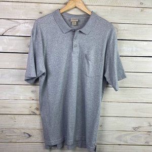 L.L. Bean 100% Pima Cotton Simple Classic Grey Men's Polo Shirt Sz. LARGE - TALL